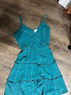 Teal Spaghetti-Strap Tiered Sundress